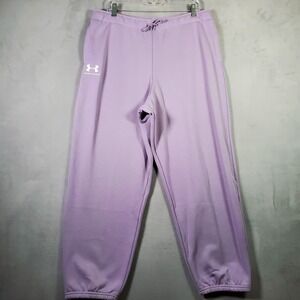 Under Armour Jogger Sweatpants Womens L Purple Oversized Heavyweight Terry NEW